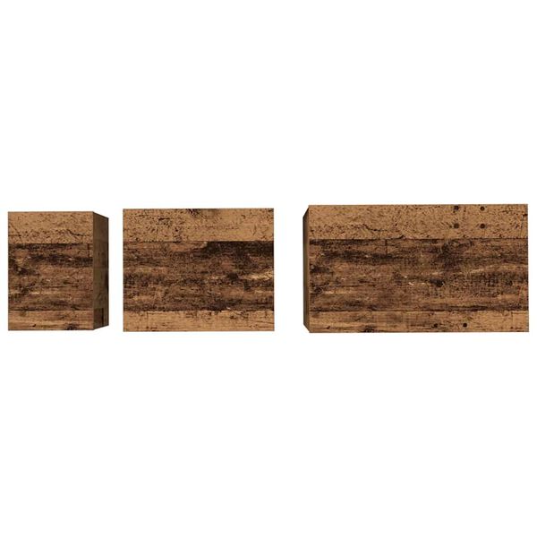 vidaXL Φωτιστικό Τραπεζάκι 3 pcs Παλαιό ξύλο 60 x 35 x 56 εκ.