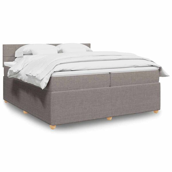 vidaXL &Kappa;&rho;&epsilon;&beta;ά&tau;&iota; Boxspring &mu;&epsilon; &Sigma;&tau;&rho;ώ&mu;&alpha; Taupe 200x200 &epsilon;&kappa;. &Upsilon;&phi;&alpha;&sigma;&mu;ά&tau;&iota;&nu;&omicron;