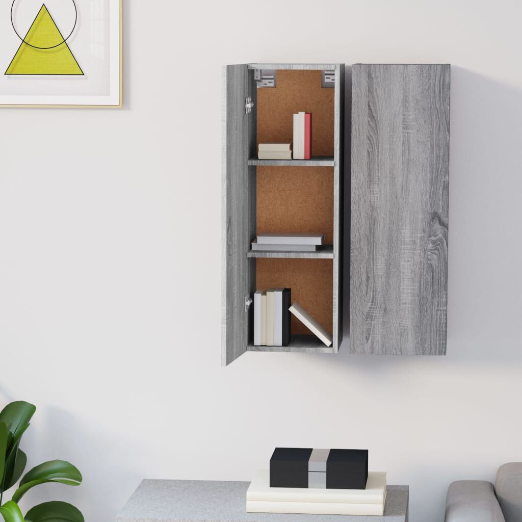vidaXL Έπιπλα Τηλεόρασης 2 τεμ. Γκρι Sonoma30,5x30x90 εκ. Επεξ. Ξύλο