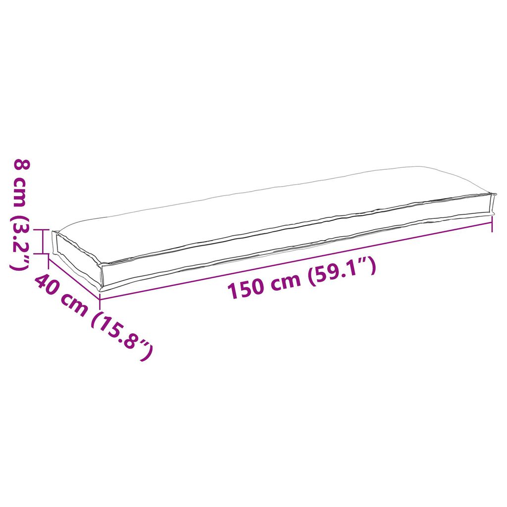 vidaXL Μαξιλάρι Παλέτας για Παγκάκι Μπορντό 150x40x8 εκ. Ύφασμα Oxford