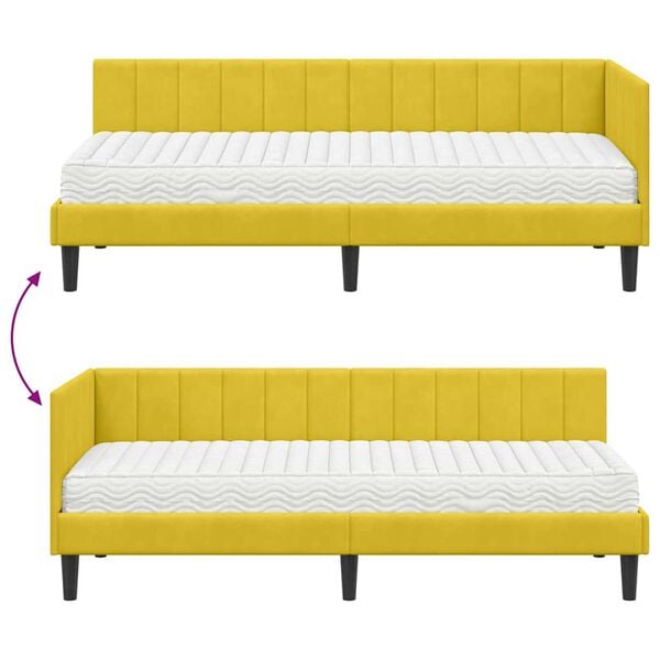 vidaXL Κρεβάτι Γωνίας με στρώμα Κίτρινο 80 x 200 cm Βελούδο