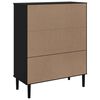 vidaXL Ντουλάπι Ψηλό SENJA Μαύρο/Ρατάν 90x40x112 εκ. Μασίφ Ξύλο Πεύκου