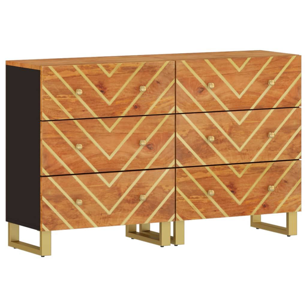 vidaXL Βοηθητικά Έπιπλα 2Τεμ Καφέ/Μαύρο 60x33,5x75εκ Μασίφ Ξύλο Μάνγκο