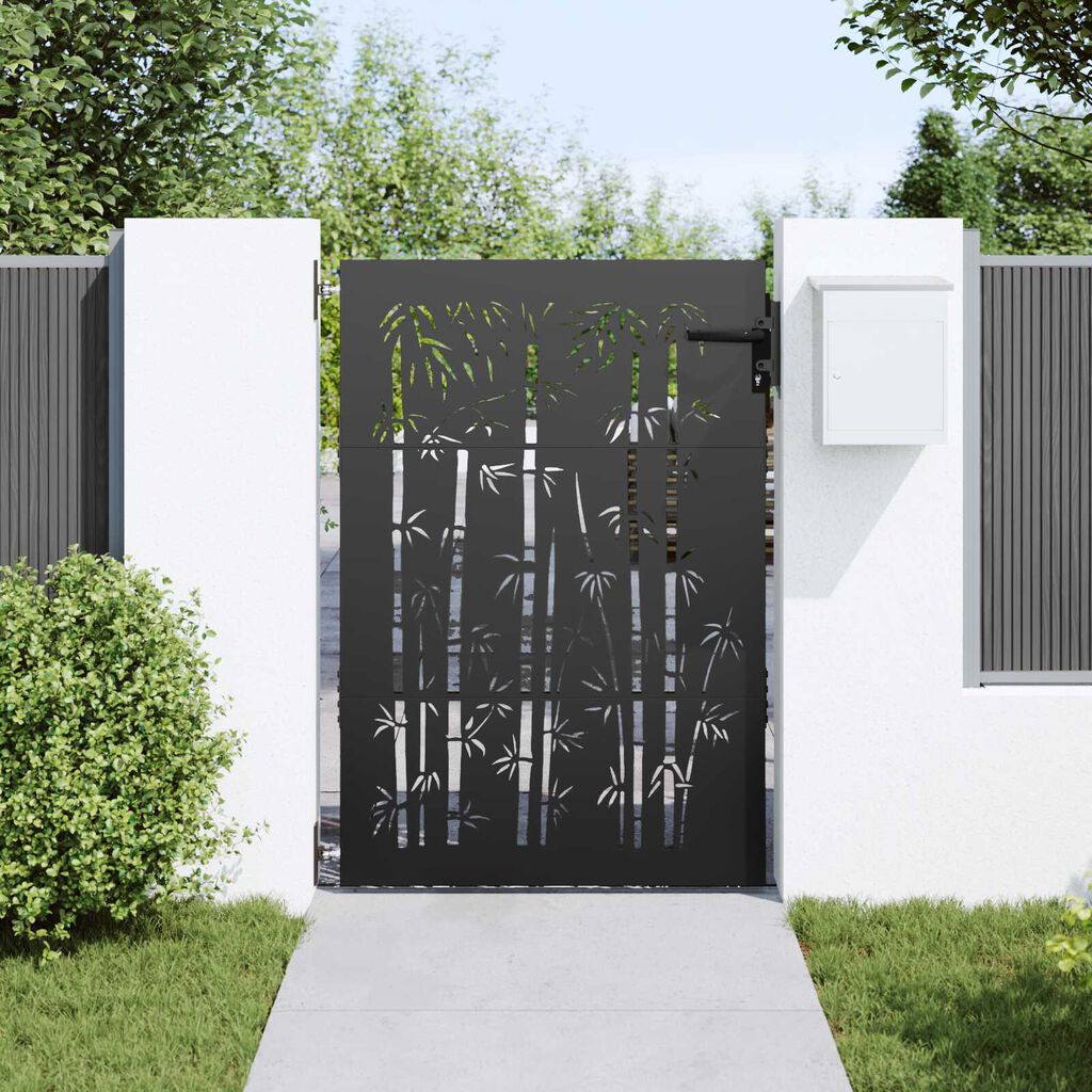 vidaXL Πύλη Κήπου Μαύρο 105 x 125 cm Ατσάλι με Επικάλυψη Πούδρας