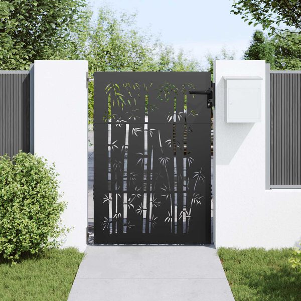 vidaXL Πύλη Κήπου Μαύρο 105 x 125 cm Ατσάλι με Επικάλυψη Πούδρας