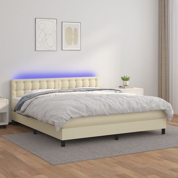 vidaXL &Kappa;&rho;&epsilon;&beta;ά&tau;&iota; Boxspring &mu;&epsilon; &Sigma;&tau;&rho;ώ&mu;&alpha; & LED &Kappa;&rho;&epsilon;&mu; 180x200 &epsilon;&kappa;. &Sigma;&upsilon;&nu;&theta;. &Delta;έ&rho;&mu;&alpha;