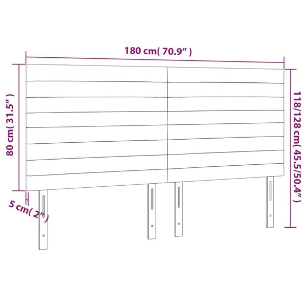 vidaXL Κεφαλάρι Κρεβατιού LED Μπλε 180x5x118/128 εκ. Υφασμάτινο