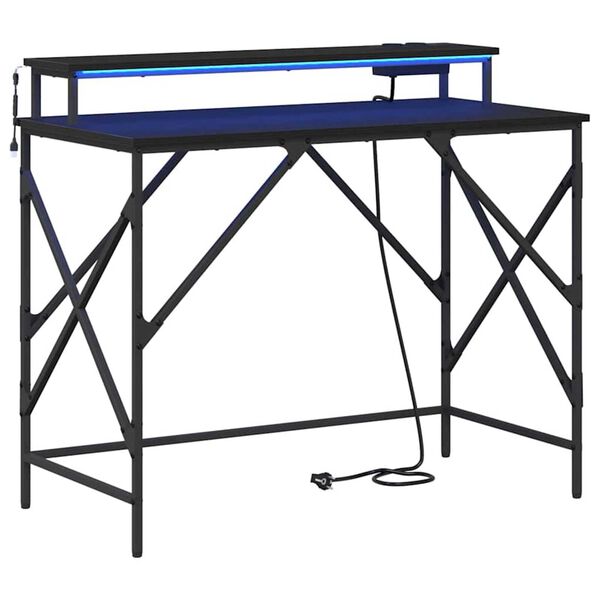 vidaXL Γραφείο Μαύρη δρυς 100 x 50 x 86.5 εκ Επεξεργασμένο ξύλο