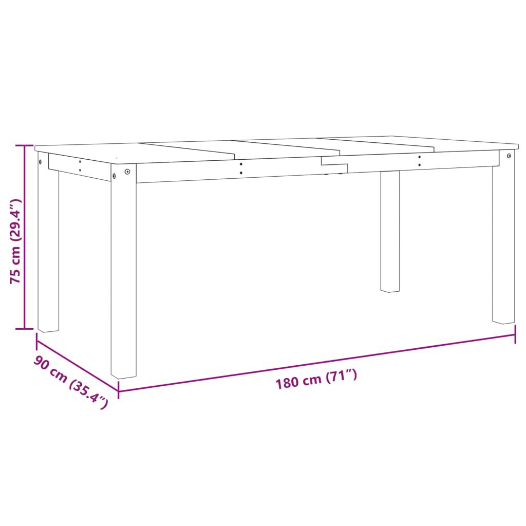 vidaXL Τραπεζαρία Panama Γκρι 180 x 90 x 75 εκ. από Μασίφ Ξύλο Πεύκου