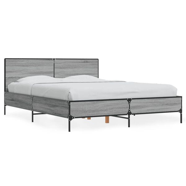 vidaXL Πλαίσιο Κρεβατιού Γκρι Sonoma 140x190 εκ. Επεξ. Ξύλο & Μέταλλο