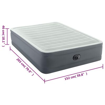 Intex Φουσκωτό Στρώμα PremAire Λευκό και Γκρι Διπλό 152 x 203 x 46 εκ.