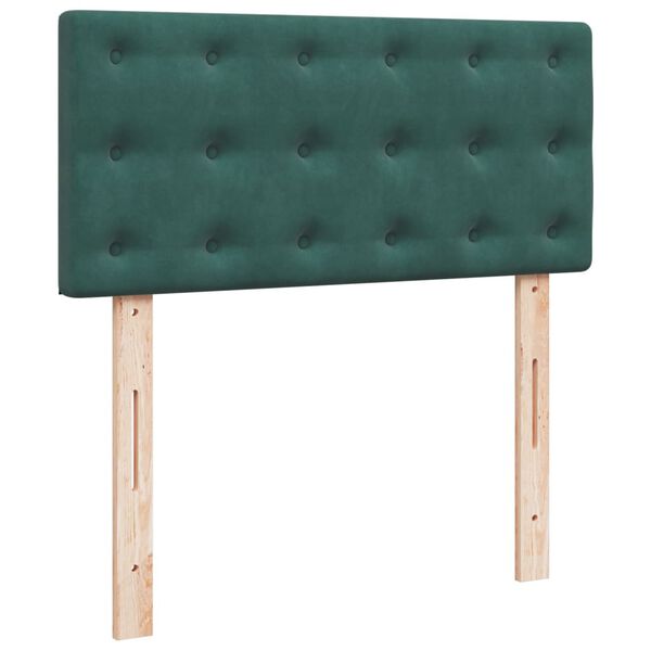 vidaXL Κρεβάτι Boxspring με Στρώμα Σκούρο Πράσινο 80x200 εκ. Βελούδινο