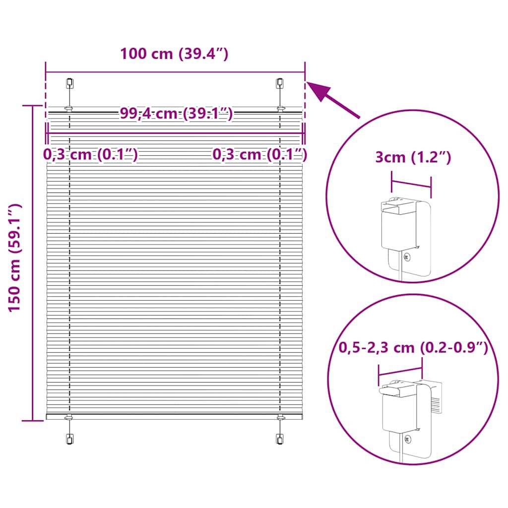 vidaXL Πλισέ περσίδα Μπορντό κόκκινο 100x150 cm Πλάτος υφάσματος