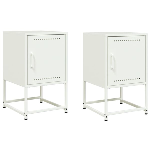 vidaXL Κομοδίνα 2 τεμ. Λευκό 36x39x60,5 εκ. από Χάλυβα