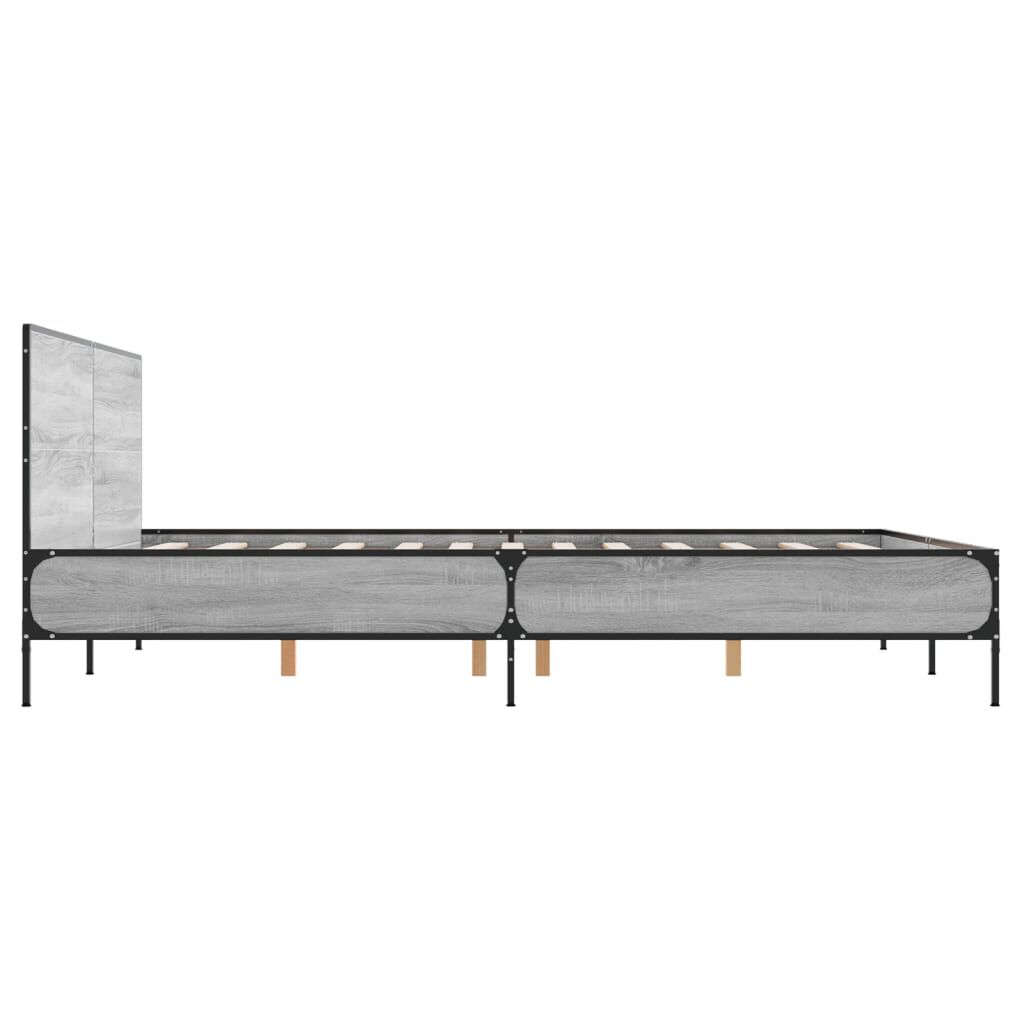 vidaXL Πλαίσιο Κρεβατιού Γκρι Sonoma 150x200 εκ. Επεξ. Ξύλο & Μέταλλο