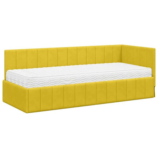 vidaXL Κρεβάτι Γωνίας με στρώμα Κίτρινο 80 x 200 cm Βελούδο