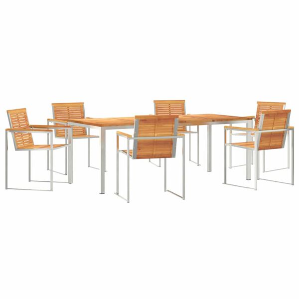vidaXL Σέτ φαγητού για κήπο 7 pcs Σταθερό Ξύλο Ακακίας