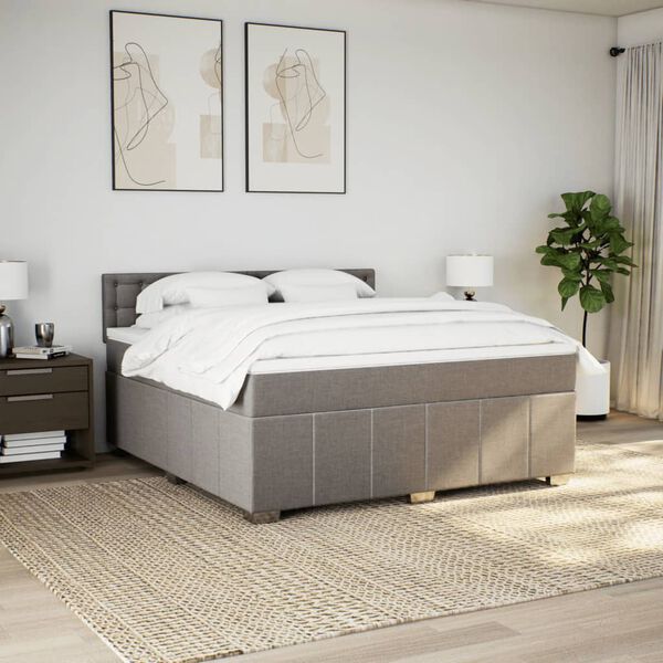 vidaXL &Kappa;&rho;&epsilon;&beta;ά&tau;&iota; Boxspring &mu;&epsilon; &Sigma;&tau;&rho;ώ&mu;&alpha; Taupe 180x200 &epsilon;&kappa;. &Upsilon;&phi;&alpha;&sigma;&mu;ά&tau;&iota;&nu;&omicron;