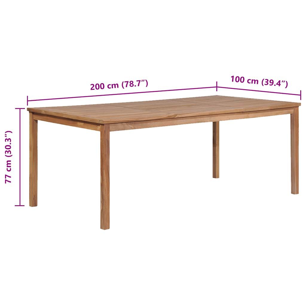 vidaXL Τραπέζι Κήπου 200 x 100 x 77 εκ. από Μασίφ Ξύλο Teak