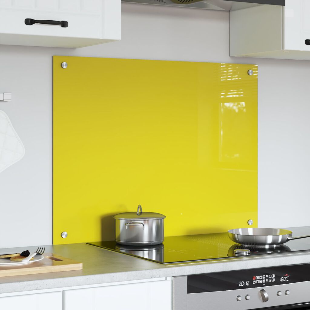 vidaXL Κουζίνα Πίσω τοίχος Κίτρινος 80x60x0,6 εκ. Σκληρυμένο γυαλί