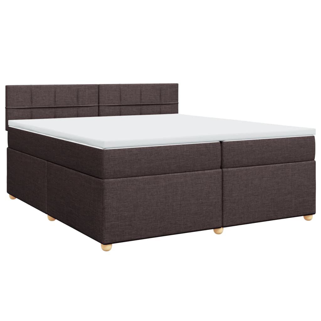 vidaXL Κρεβάτι Boxspring με Στρώμα Σκούρο Καφέ 200x200 εκ. Υφασμάτινο