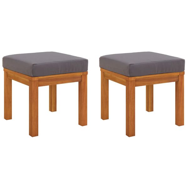 vidaXL Σκαμπό Κήπου 2 τεμ. 40x40x42 εκ Μασίφ Ξύλο Ακακίας με Μαξιλάρια