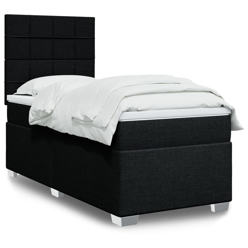 vidaXL Κρεβάτι Boxspring με Στρώμα Μαύρο 80 x 200 εκ. Υφασμάτινο