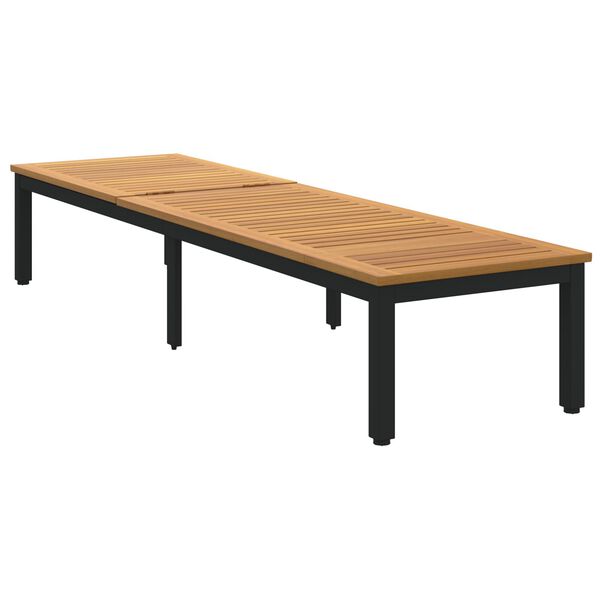 vidaXL Ξαπλώστρα Μαύρη 200x55x35 εκ Μασίφ Ξύλο Ακακίας