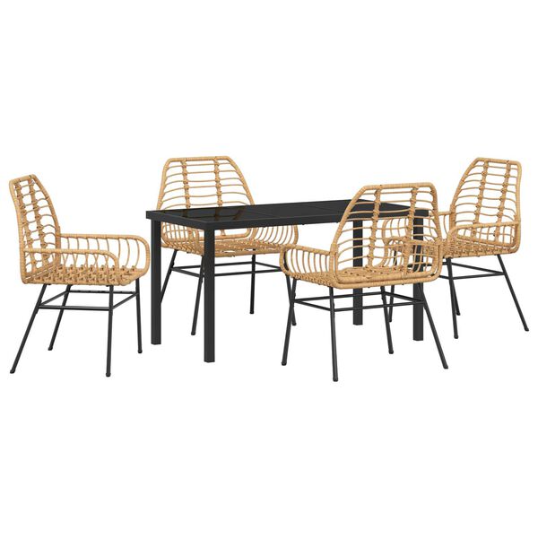 vidaXL Σέτ φαγητού για κήπο 5 pcs Καφέ συνθετικό ρατάν