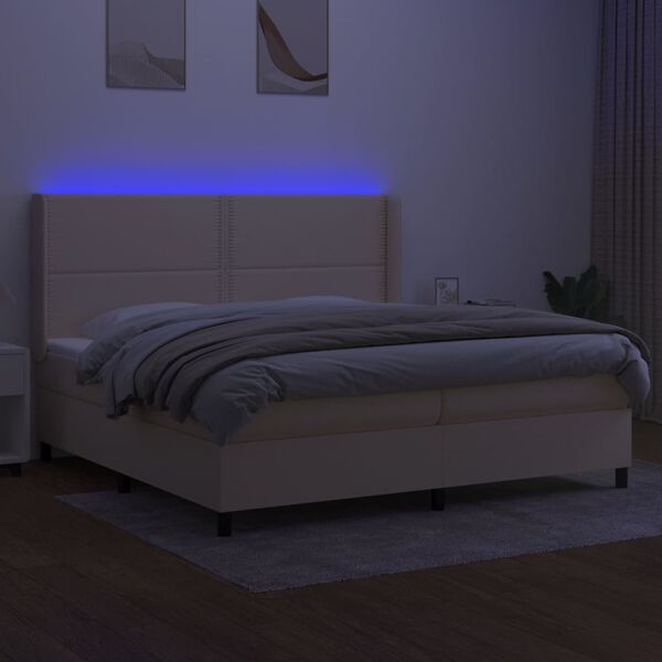 vidaXL &Kappa;&rho;&epsilon;&beta;ά&tau;&iota; Boxspring &mu;&epsilon; &Sigma;&tau;&rho;ώ&mu;&alpha; & LED &Kappa;&rho;&epsilon;&mu; 200x200 &epsilon;&kappa;. &Upsilon;&phi;&alpha;&sigma;&mu;ά&tau;&iota;&nu;&omicron;