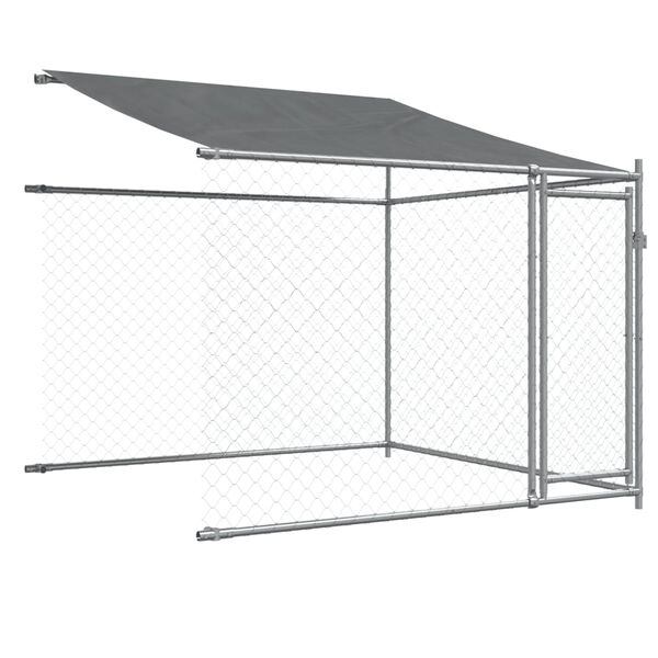 vidaXL Κλουβί Σκύλου με Οροφή και Πόρτες Γκρι 4x2x2 μ. Γαλβ. Χάλυβας