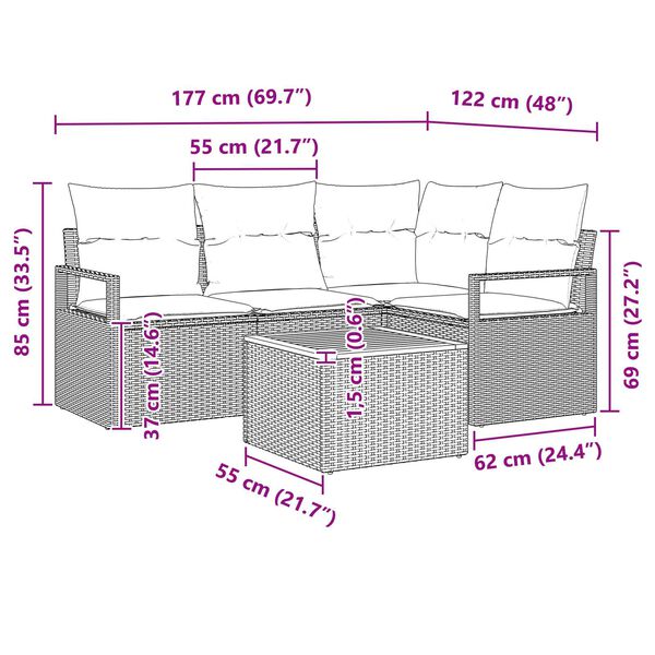 vidaXL Σετ Καναπέ Κήπου 5 pcs Μαύρο και λευκό