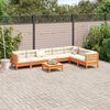 vidaXL Καναπές Κήπου Σετ 8 τεμ. Καφέ Μασίφ Ξύλο Πεύκου με Μαξιλάρια