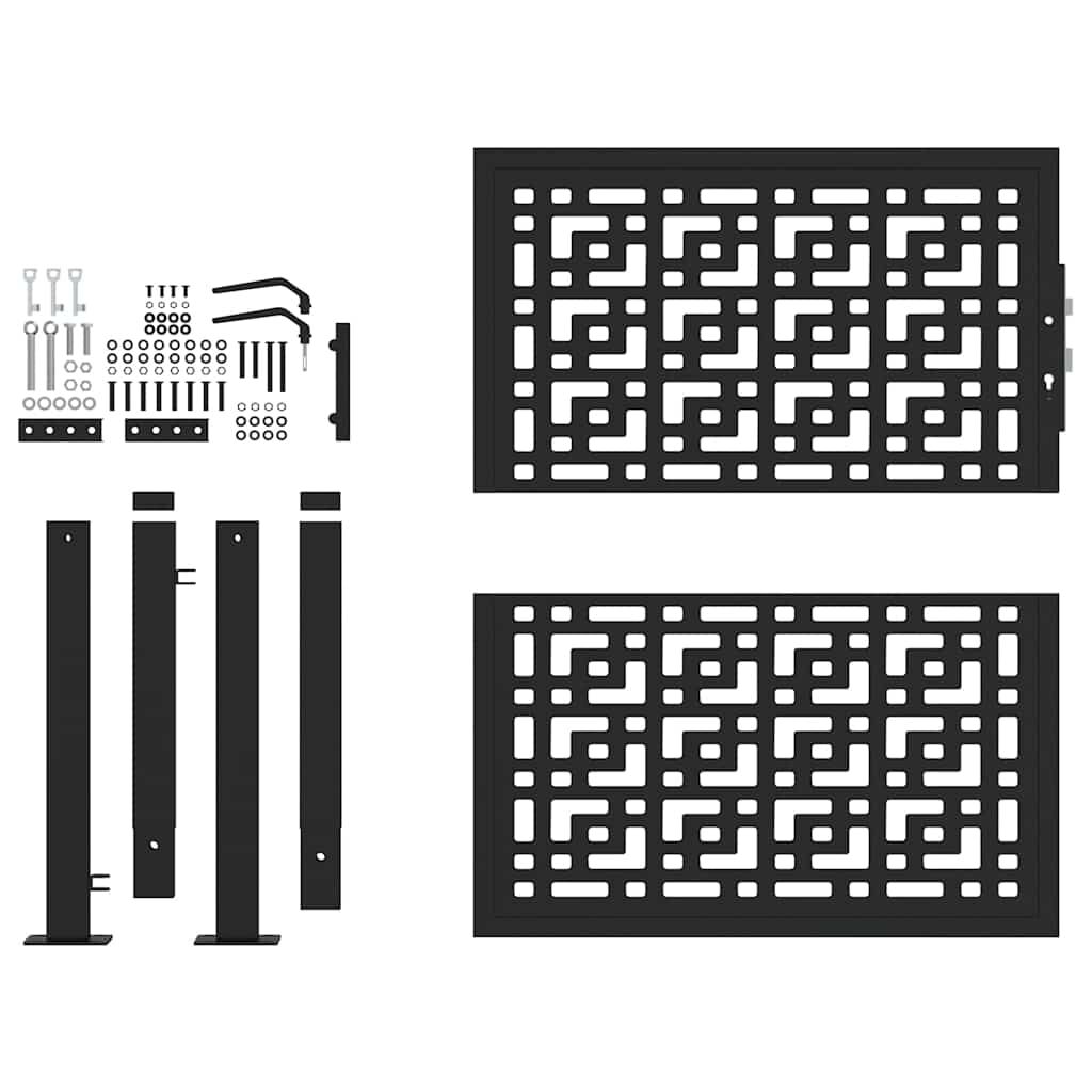 vidaXL Πύλη κήπου Μαύρη 105x106 cm Ατσάλινος σταυρός σχεδιασμού
