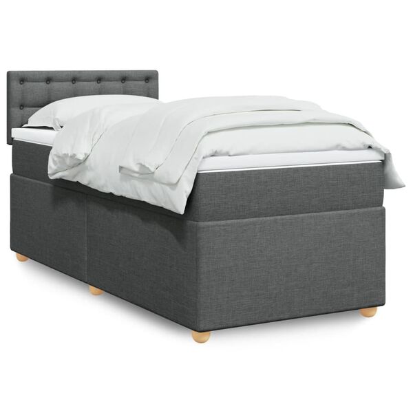 vidaXL Κρεβάτι Boxspring με Στρώμα Σκούρο Γκρι 80x200 εκ. Υφασμάτινο