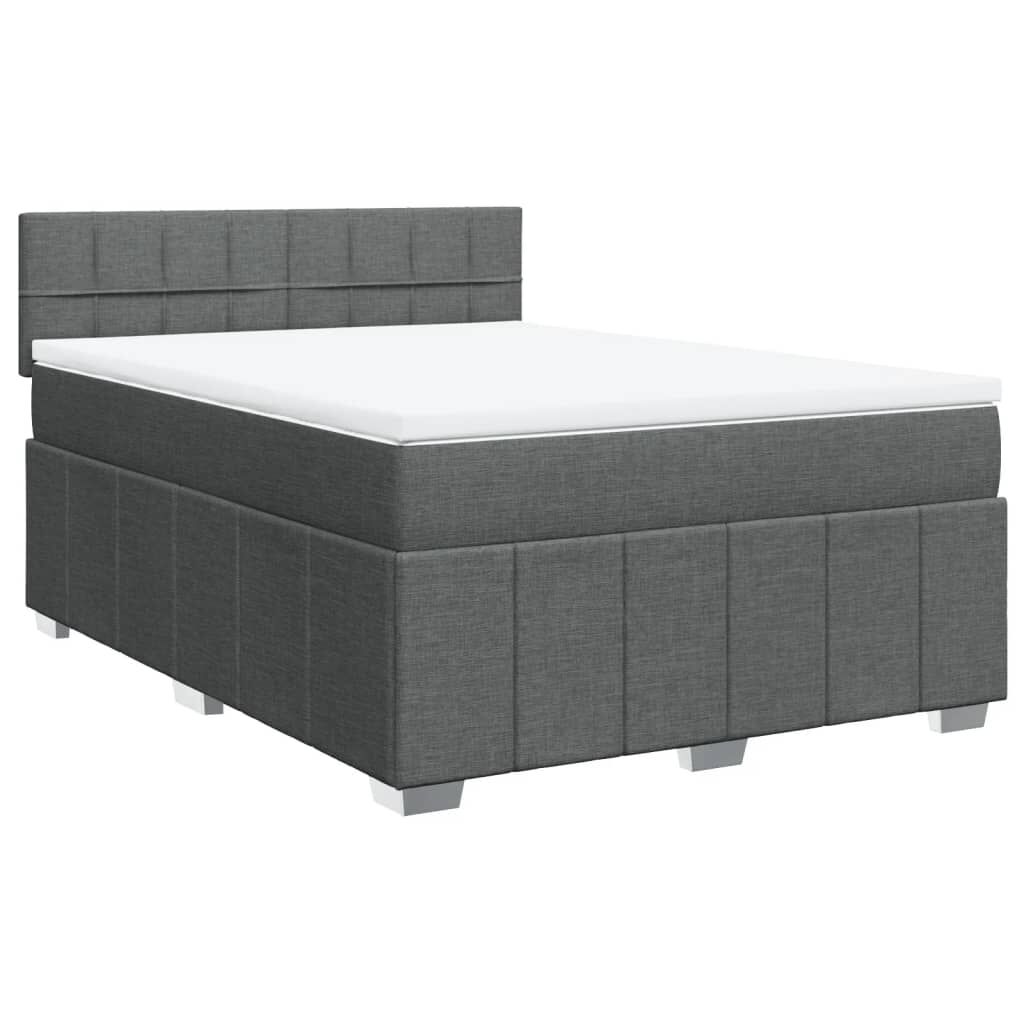 vidaXL Κρεβάτι Boxspring με Στρώμα Σκούρο Γκρι 140x190 εκ. Υφασμάτινο