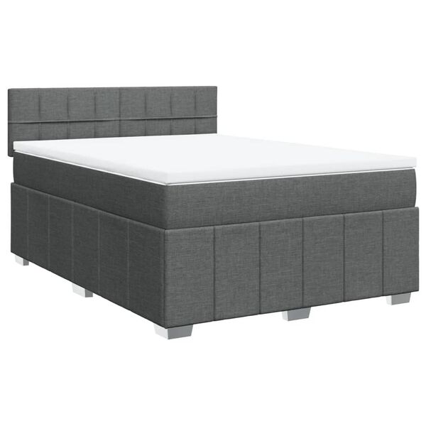 vidaXL Κρεβάτι Boxspring με Στρώμα Σκούρο Γκρι 140x190 εκ. Υφασμάτινο