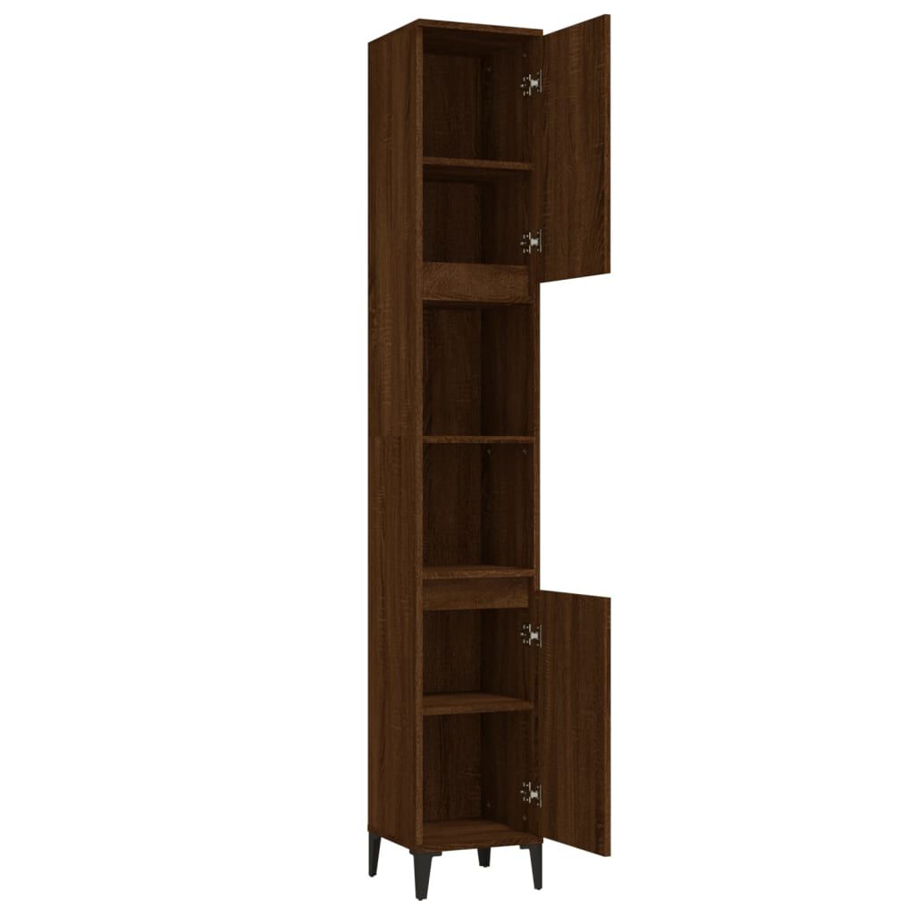 vidaXL Ντουλάπι Μπάνιου Καφέ Δρυς 30x30x190 εκ. Επεξεργασμένο Ξύλο