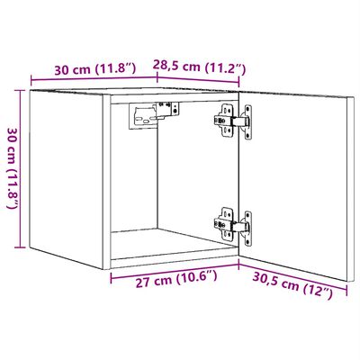 vidaXL Έπιπλο Τηλεόρασης Κρεμαστό Γκρι Σκυρ. 30,5 x 30 x 30 εκ.