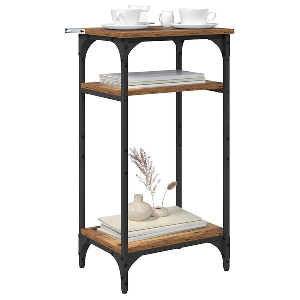 vidaXL Τραπεζάκι Πλευράς με ράφι Παλαιό ξύλο 40 x 30 x 75 cm