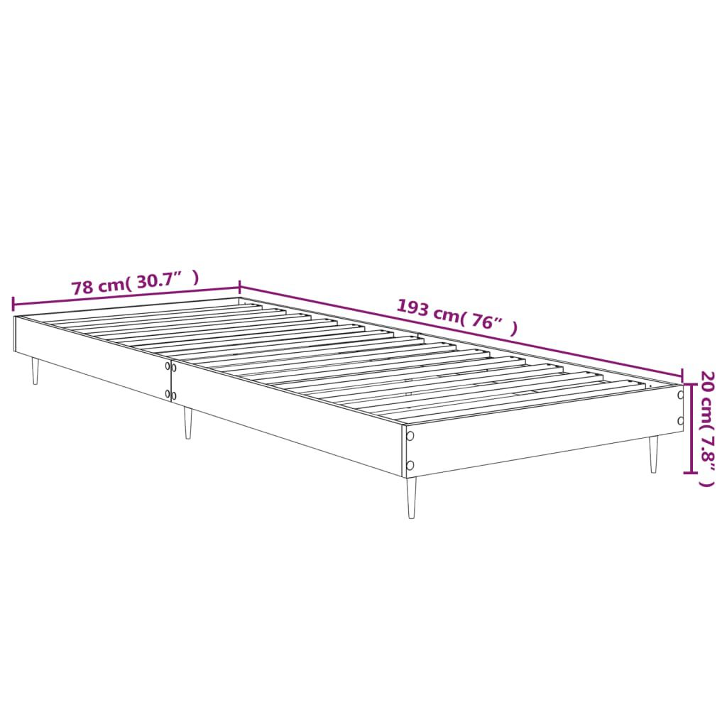vidaXL Πλαίσιο Κρεβατιού Γκρι Sonoma 75x190 εκ. Επεξεργασμένο Ξύλο