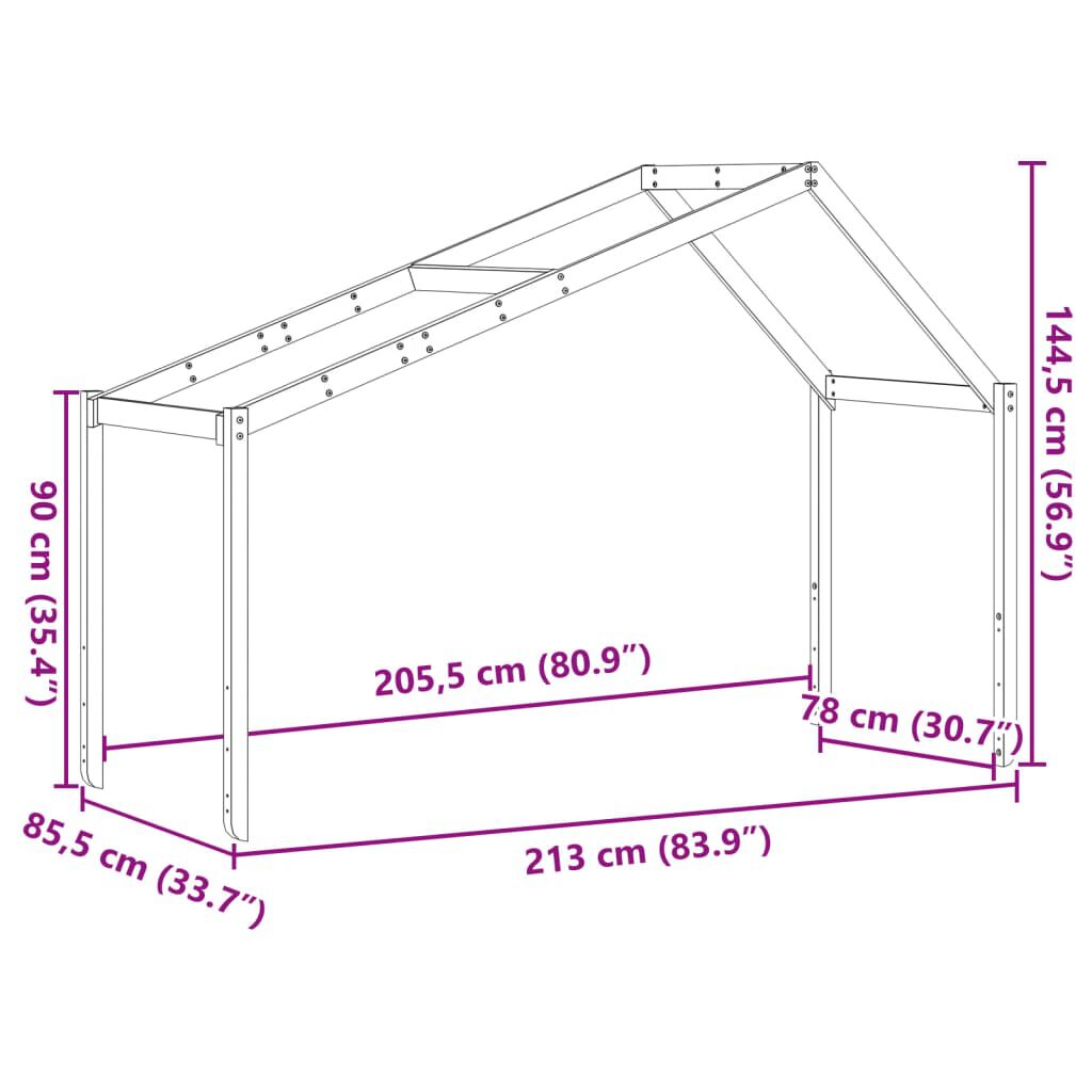 vidaXL Οροφή Κρεβατιού Παιδική Λευκό 213x85,5x144,5 εκ. Ξύλο Πεύκου