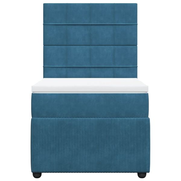 vidaXL Κρεβάτι Boxspring με Στρώμα Μπλε 90x190 εκ. Βελούδινο