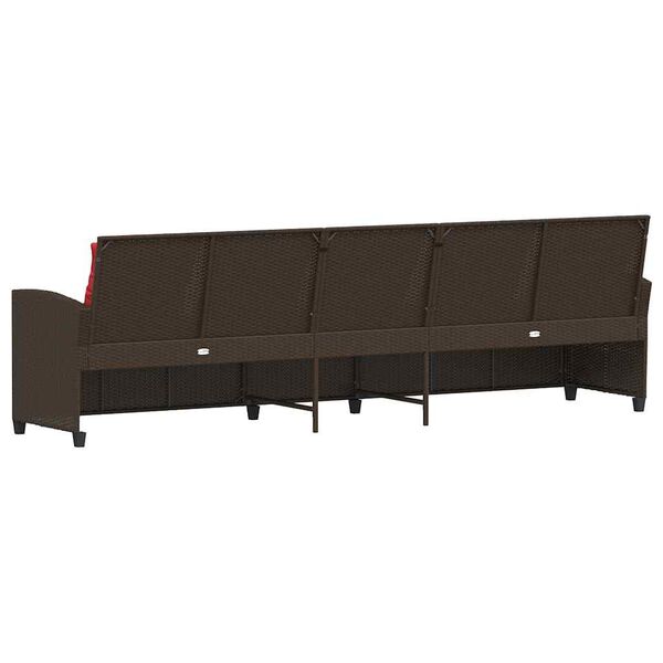 vidaXL Καναπές κήπου 5θέσιος με μαξιλάρια Brown Poly Rattan