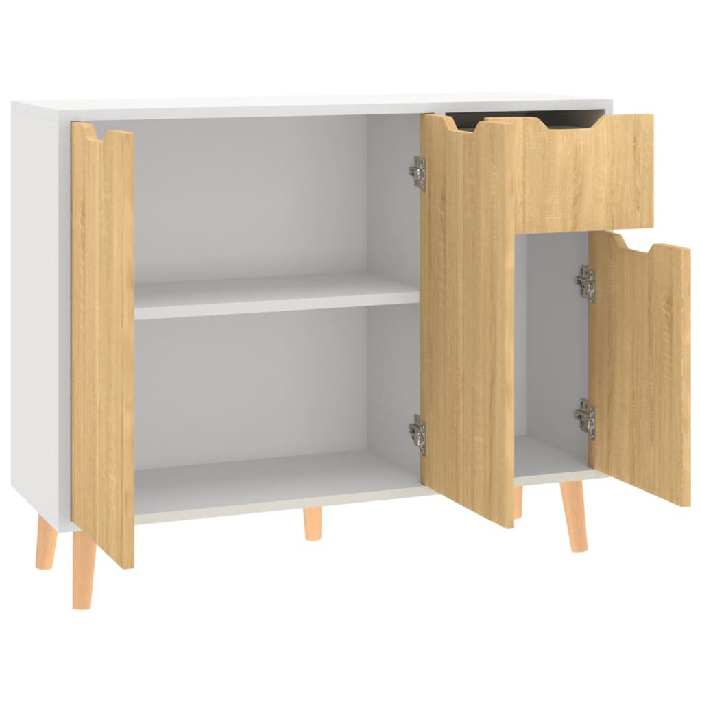 vidaXL Μπουφές Λευκός/Sonoma Δρυς 90x30x72 εκ. Επεξεργασμένο Ξύλο