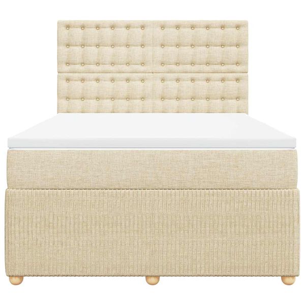 vidaXL Κρεβάτι Boxspring με Στρώμα Κρεμ 140x190 εκ. Υφασμάτινο