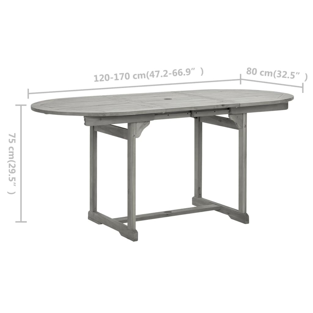 vidaXL Τραπεζαρία Κήπου (120-170) x 80 x 75 εκ. από Μασίφ Ξύλο Ακακίας