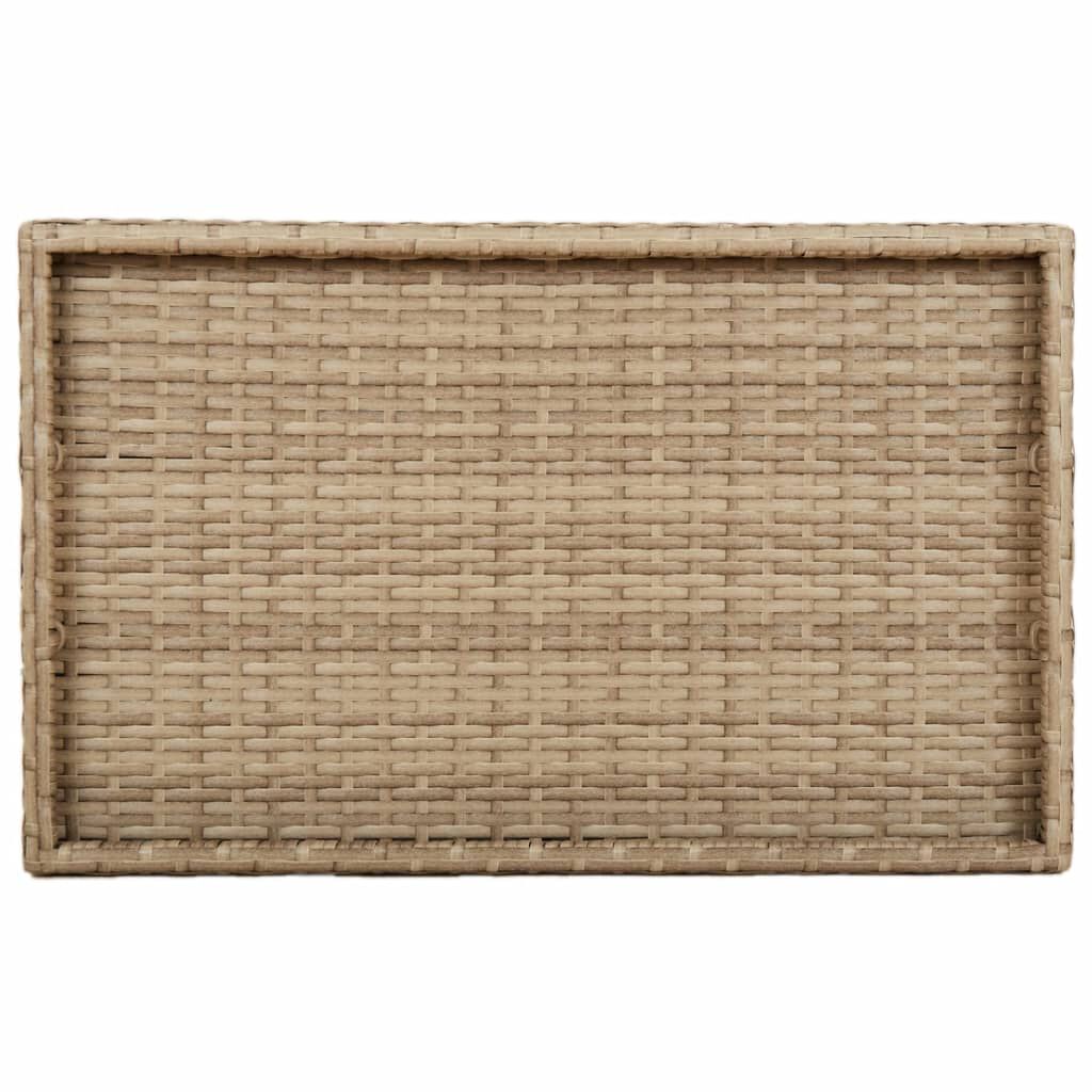 vidaXL Τραπέζι Δίσκος Πτυσσόμενο Μπεζ 65x40x75 εκ. Συνθετικό Ρατάν
