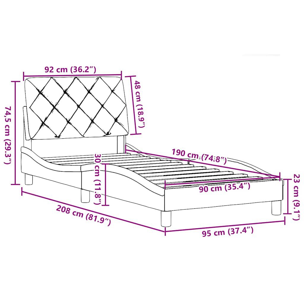 vidaXL Σκελετός Κρεβατιού Χωρίς Στρώμα Taupe 90x190 εκ. Υφασμάτινο