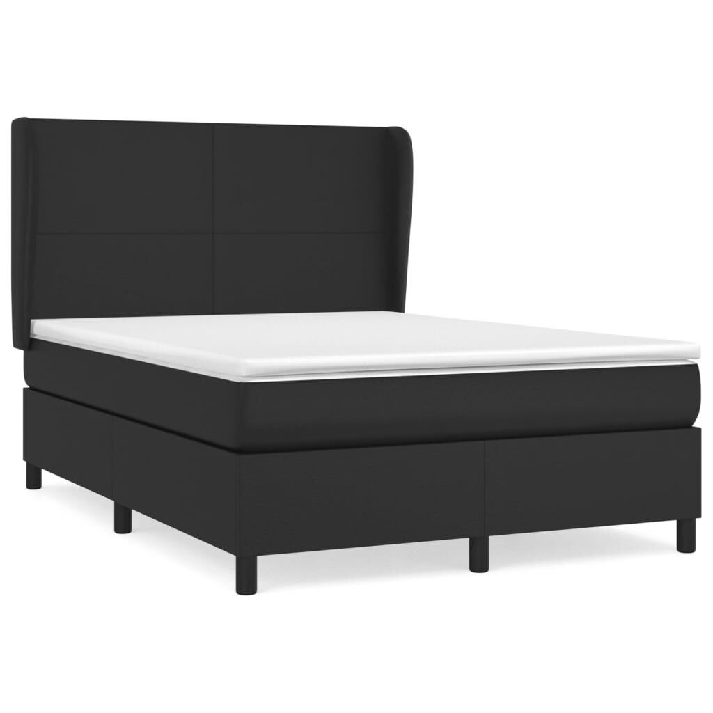 vidaXL Κρεβάτι Boxspring με Στρώμα Μαύρο 140x200εκ.από Συνθετικό Δέρμα